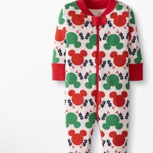 Mickey Mouse Icon Holly Garland Hanna Andersson Christmas PJs one piece